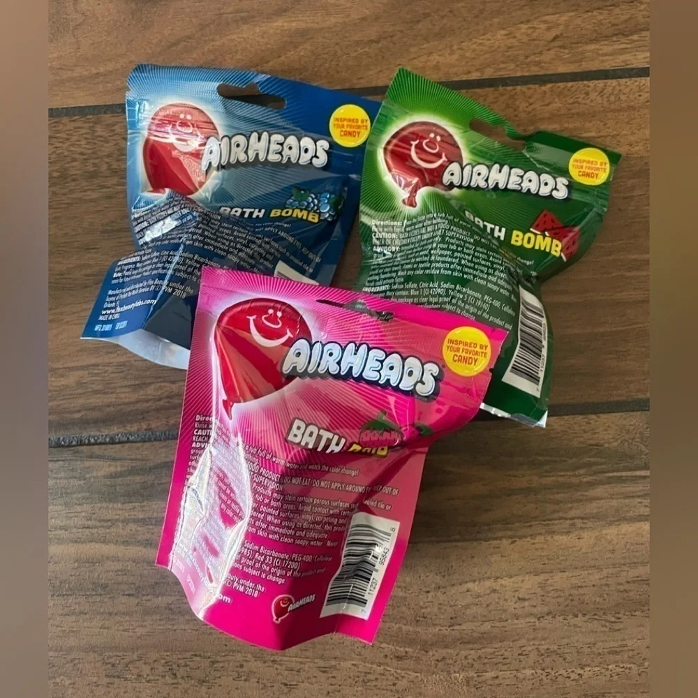 AIRHEADS fruit scented bath bombs 24ct watermelon, blue raspberry and strawberry
